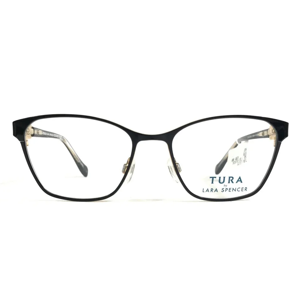 Tura by Lara Spencer Eyeglasses Frames LS129 BLK Black Gold Cat Eye 50-16-135